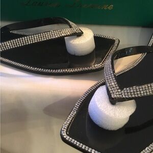 Lauren Lorraine Sparkling Black Sandals Size 10